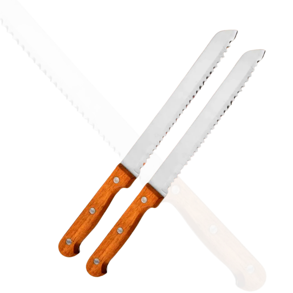 faca de pão cabo de madeira super ressistente Bolos Serra Serrilhada Aço Inox