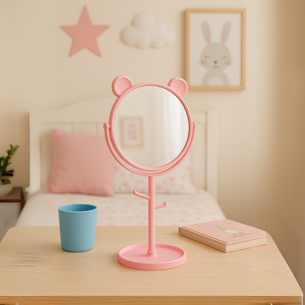 Espelho Infantil Porta Bijuteria Moderno Pandinha Decorativo