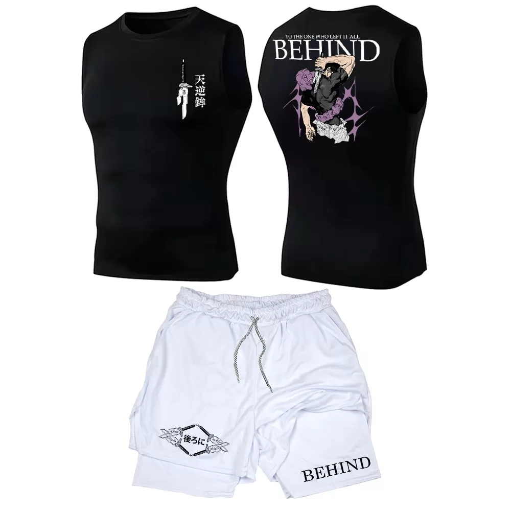 Kit Academia Regata Compressão E Short 2 em 1 Compressão Anime Manga Toji Fushiguro Behind Arte Mode