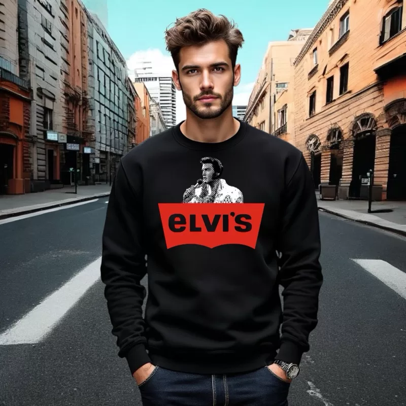 Moletom Gola Redonda Blusa de Frio Elvis Quente Estilo Unissex Suéter