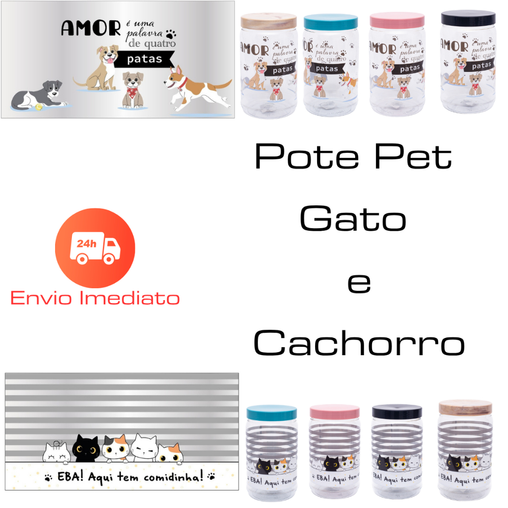 Pote Vasilha Plástico Porta Ração Petiscos para Cachorros e Gatos C/alça