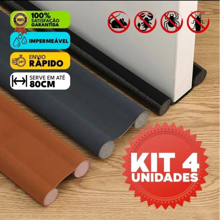 Kit 4 Veda Porta Ajustável Proteção Protetor de