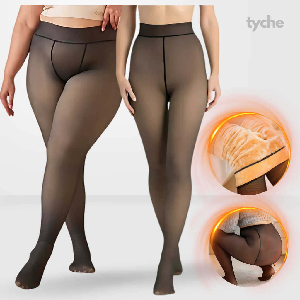 Meia Calça Feminina Térmica Forrada Translúcida Plus Size Peluciada De Lã Feminina Para Inverno