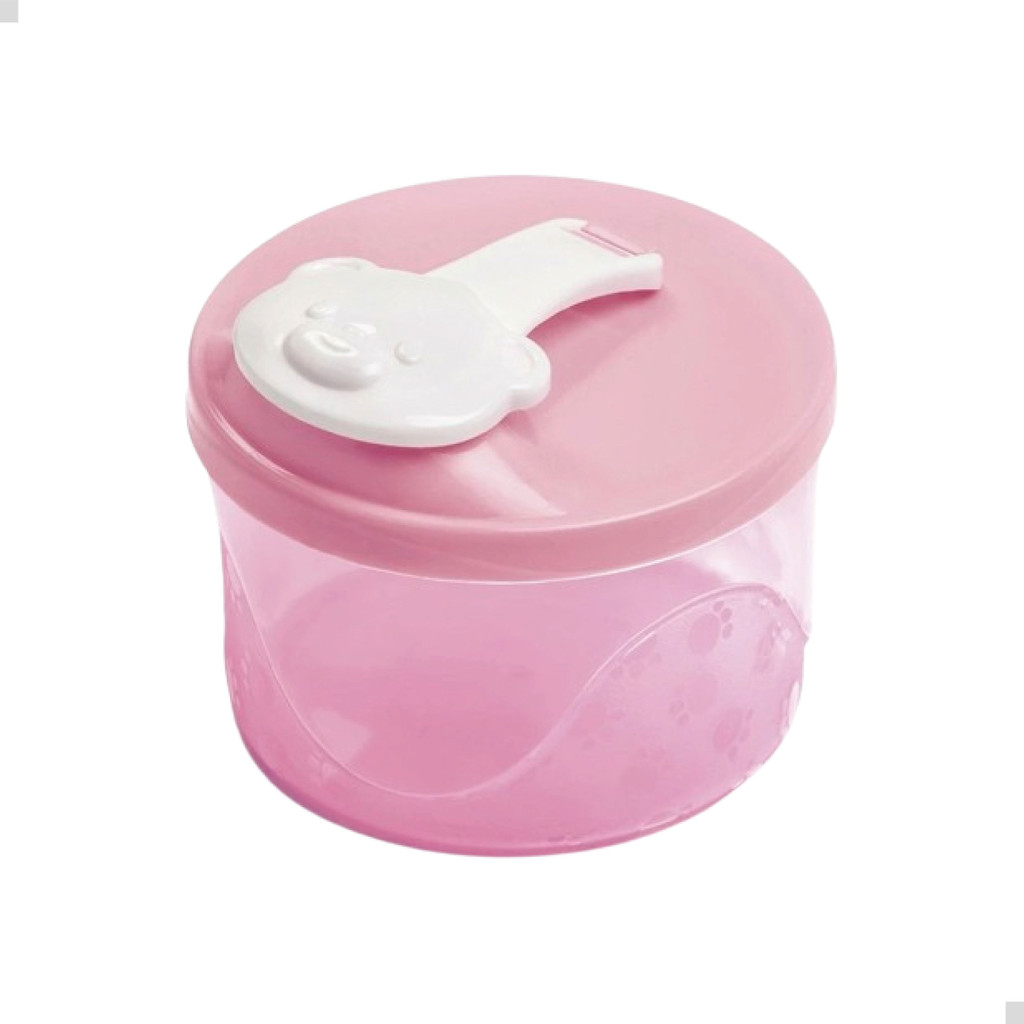 PORTA LEITE EM PO C/ 3 COMPARTIMENTOS P NENEN ROSA DOSADOR DE LEITE BEBE COMIDINHA RECIPIENTE COMIDA