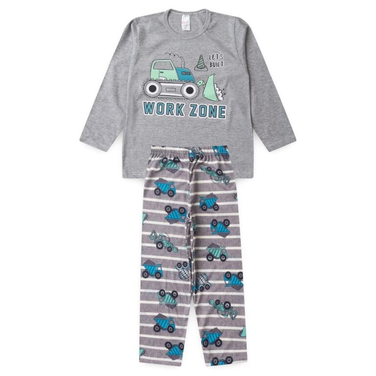 Pijama Infantil Masculino Inverno Trator BRILHA NO