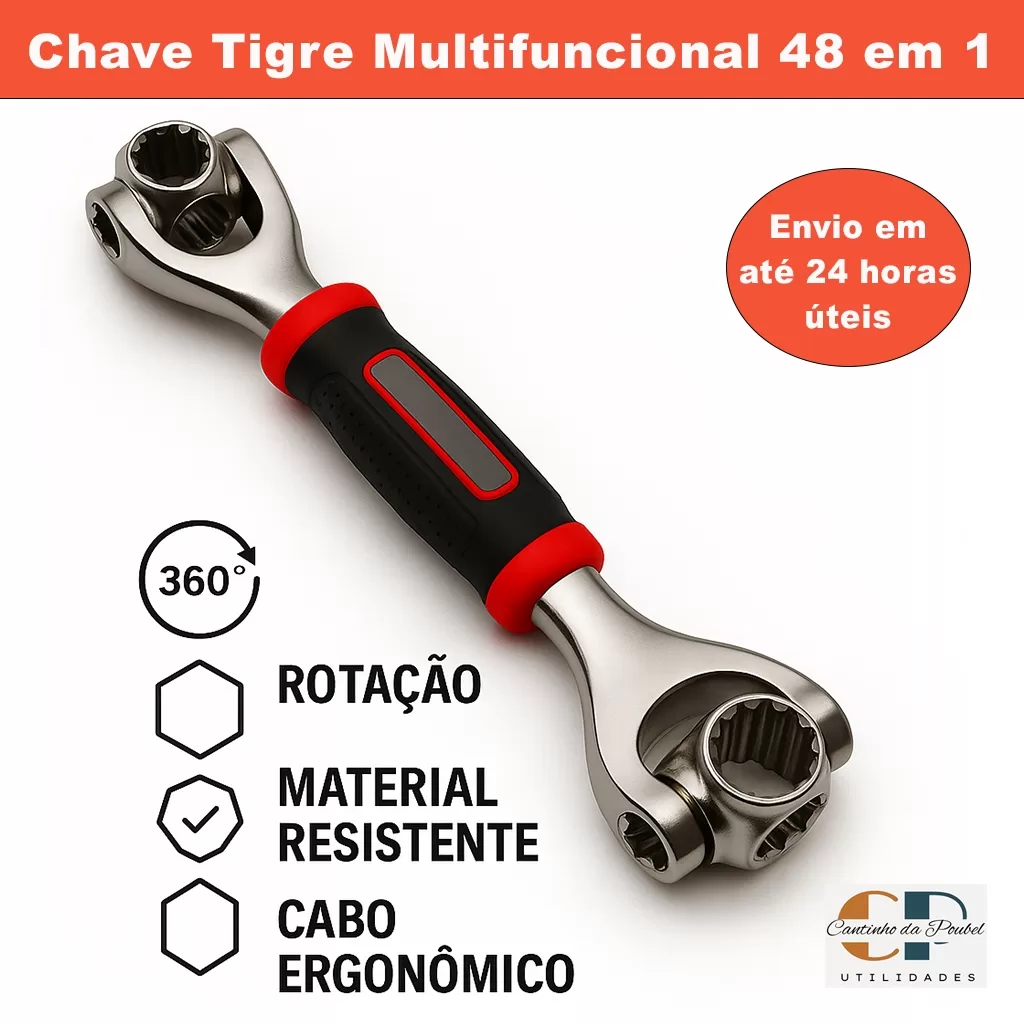 Chave Boca Tigre 48 em 1 Soquete 360. Multifuncional Universal Catraca Ferramenta Profissional