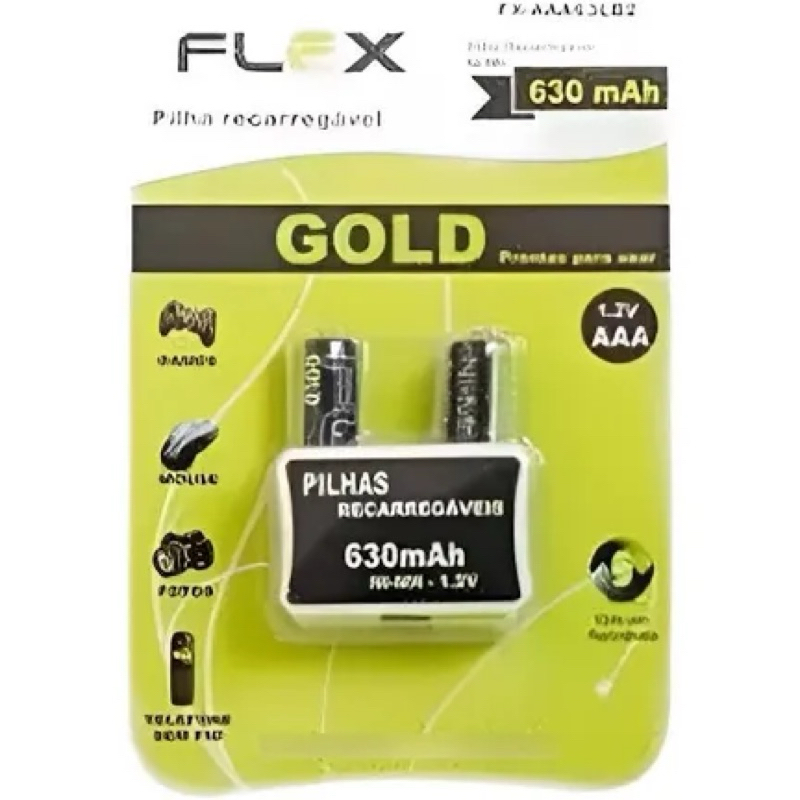 Pilha Recarregavel Aaa 630mah 1,2v C/2 Flex