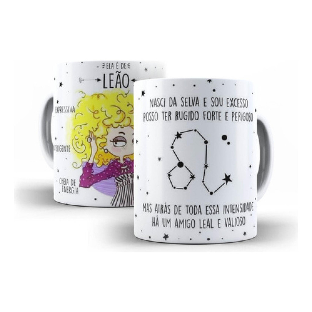 Caneca Ela É De Leão 325ml Porcelana