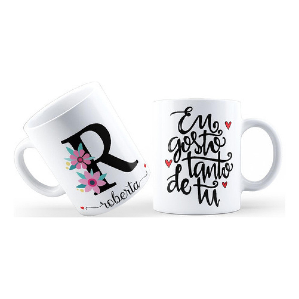 Caneca Alfabeto Floral Letra R