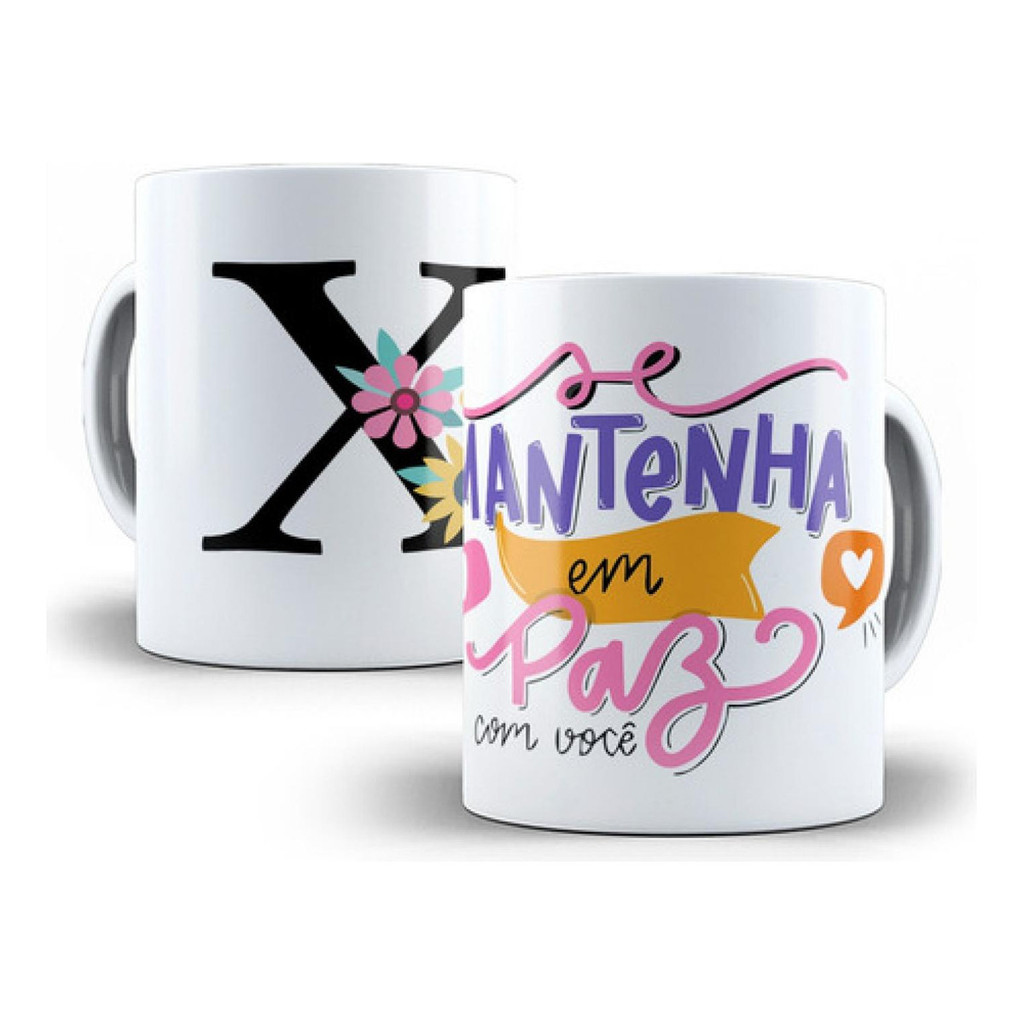 Caneca Alfabeto Floral Letra X