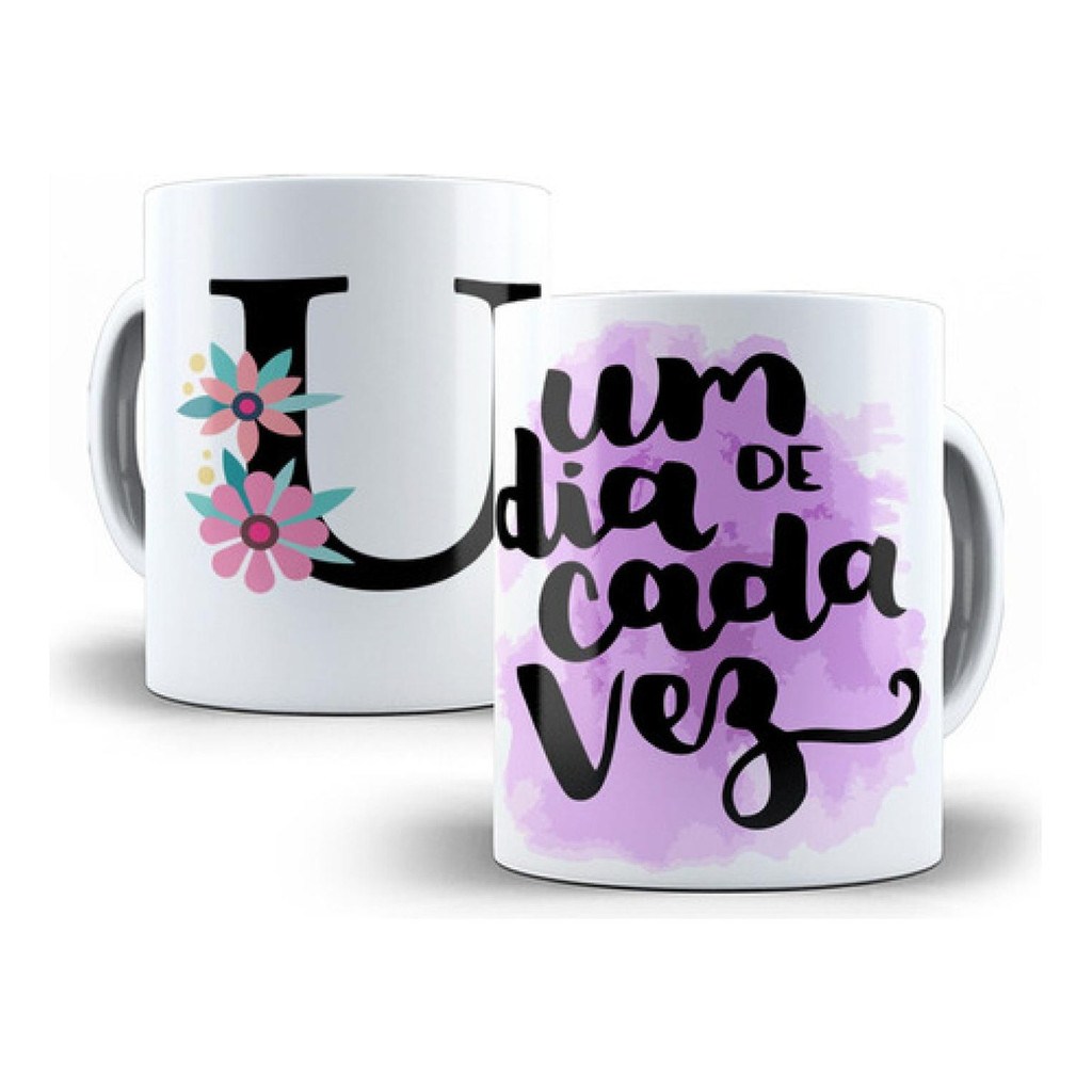 Caneca Alfabeto Floral Letra U