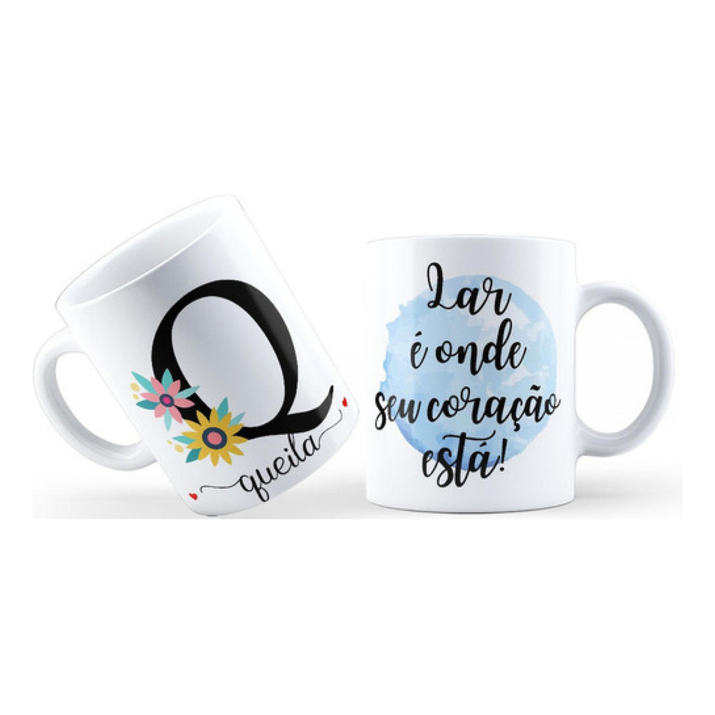 Caneca Alfabeto Floral Letra Q