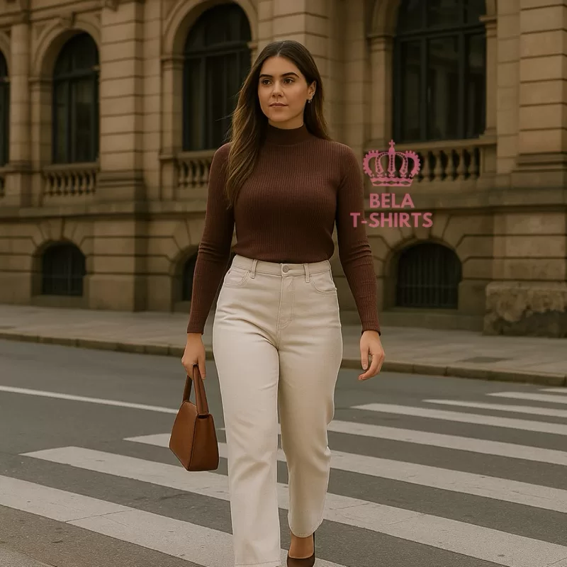 Blusa Feminina Manga Longa Anarruga Gola Alta Elegância e Conforto blusinha outono inverno 2025