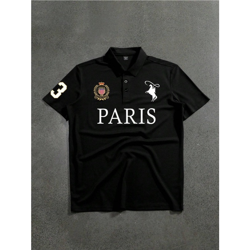 Camisa Polo Paris de Manga Curta Masculina, Casual