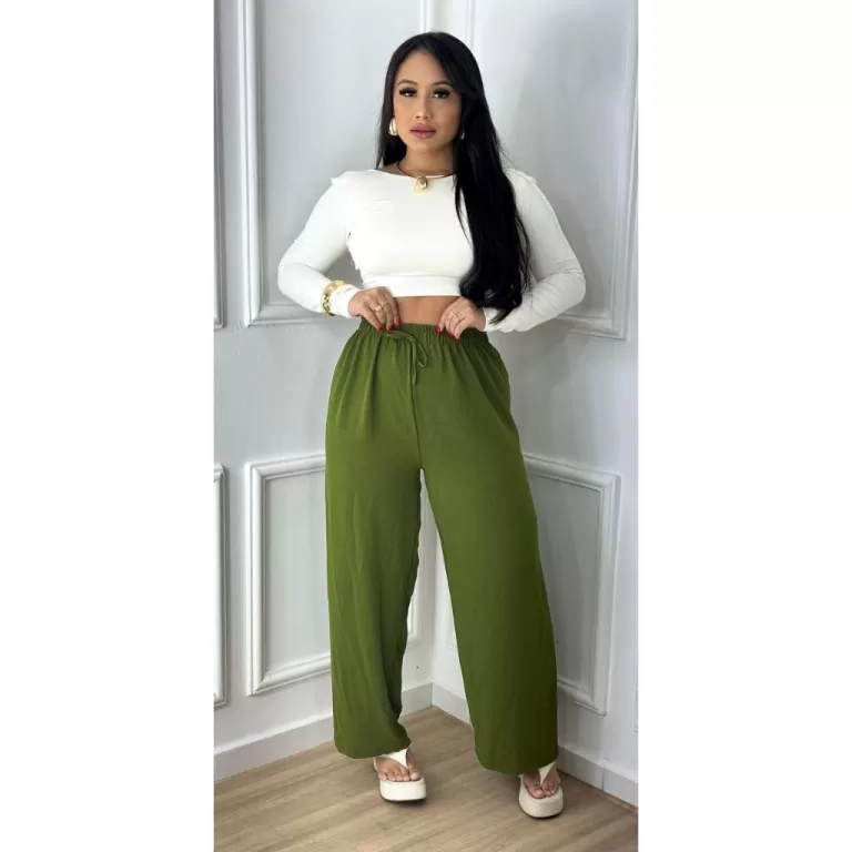Calça Feminina Pantalona De Amarrar Duna Elastex 