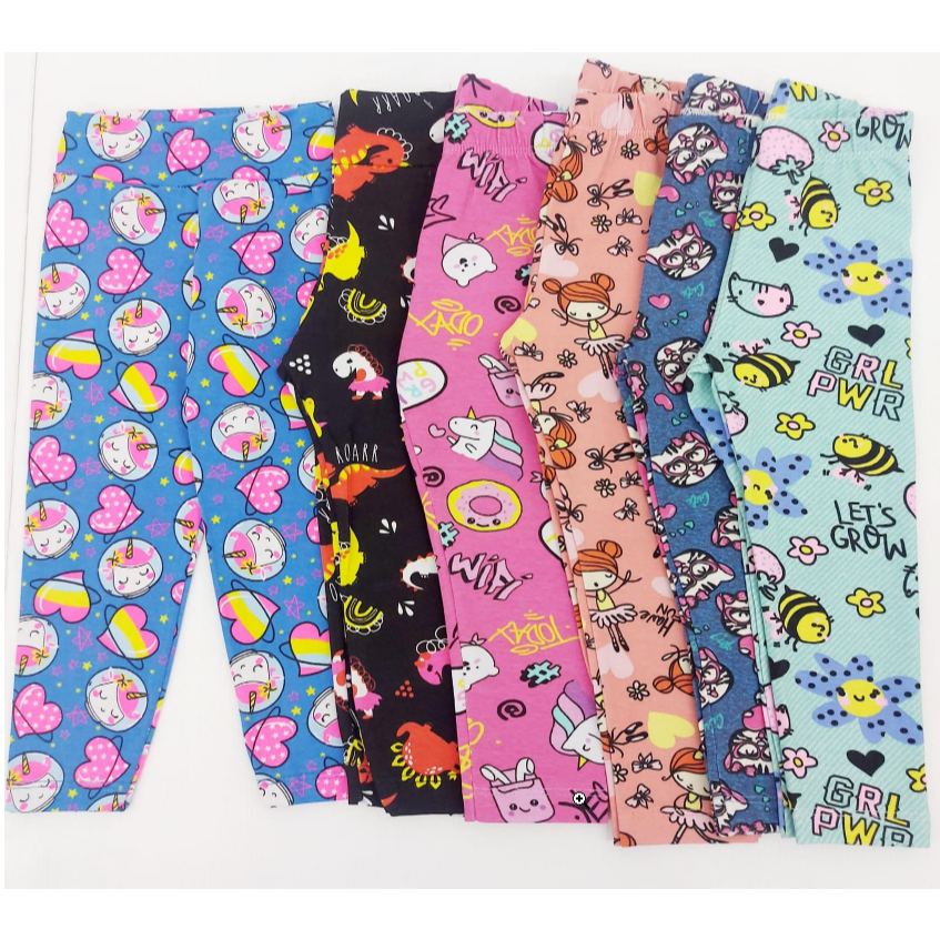Calça legging Infantil em cotton estampado Menina tamanho 1 ao 3 2841
