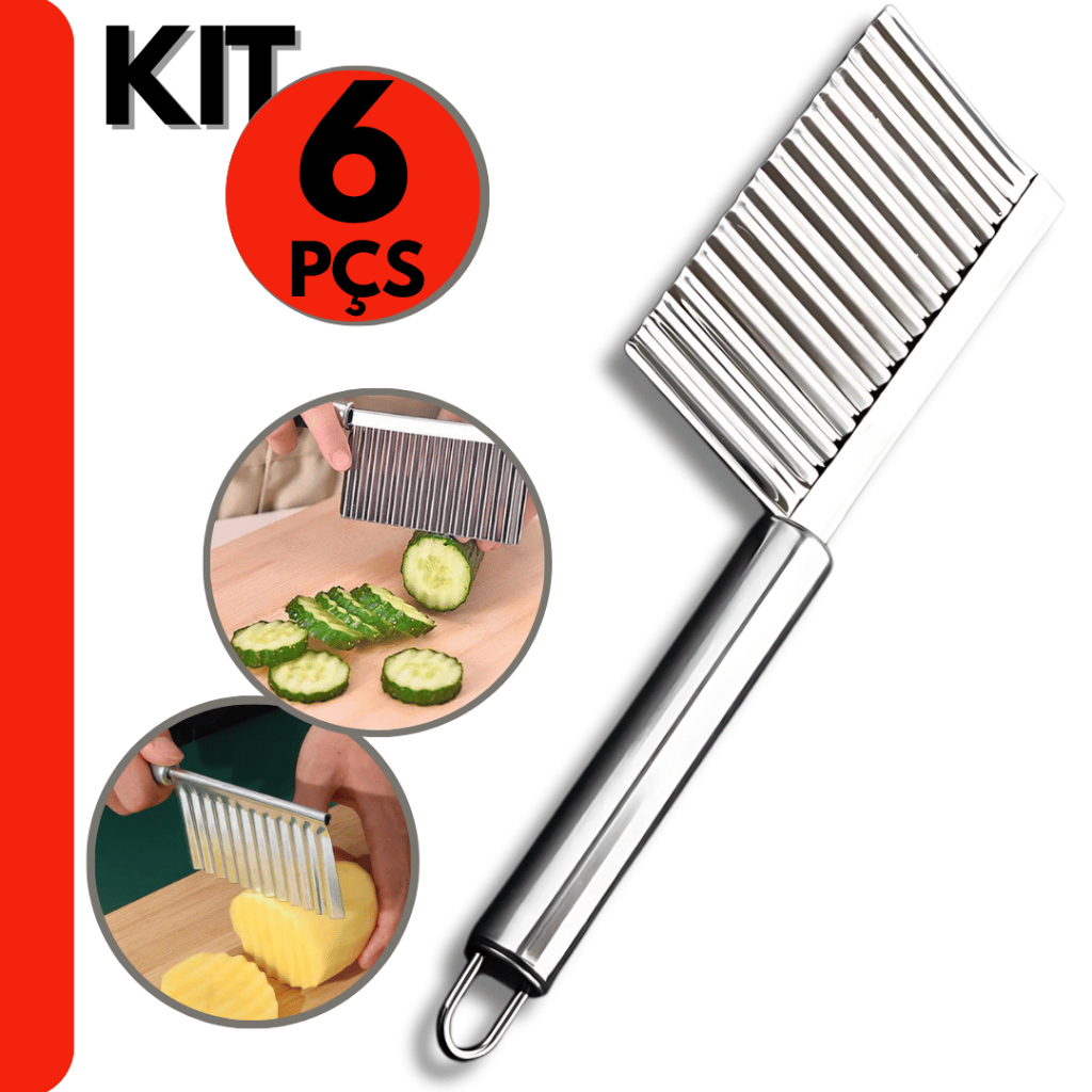 Kit Cortador Ondulado Aço Inox