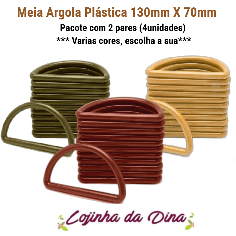 Meia Argola Acrílica 130x70mm Alça de Bolsa Acessórios e Artesanato em Geral 2 pares – 4 unidades