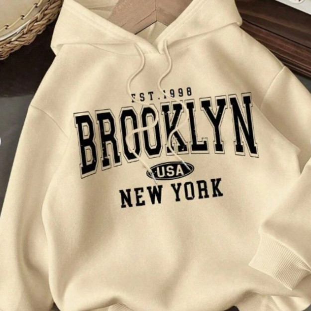 Moletom Canguru Unissex Algodão Brooklyn Moda Gri
