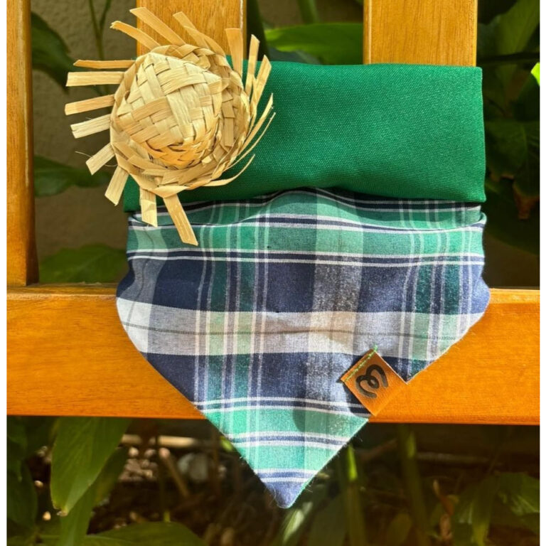 Bandana Pet Dupla Face Xadrez Exclusivo e super es