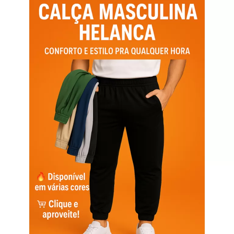 Calça Masculina Helanca Leve Academia Corrida Cas