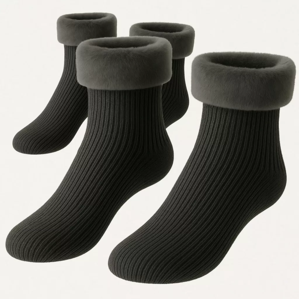 Kit 2 Pares de Meias Térmica Quente Grossa Frio Neve Forrada Quentinha