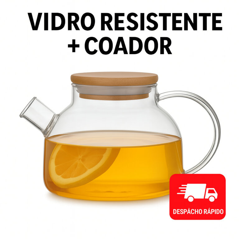 Chaleira Bule de Vidro Borossilicato 1L com Tampa 