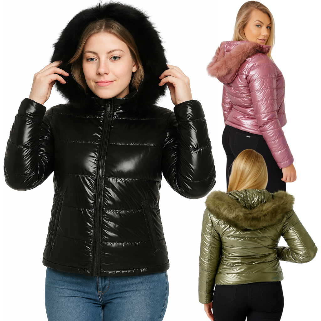 Jaqueta Puffer Juvenil Vinil Impermeável Forrada Pelucia Capuz Removível Blusa de Frio 12 a 16 anos