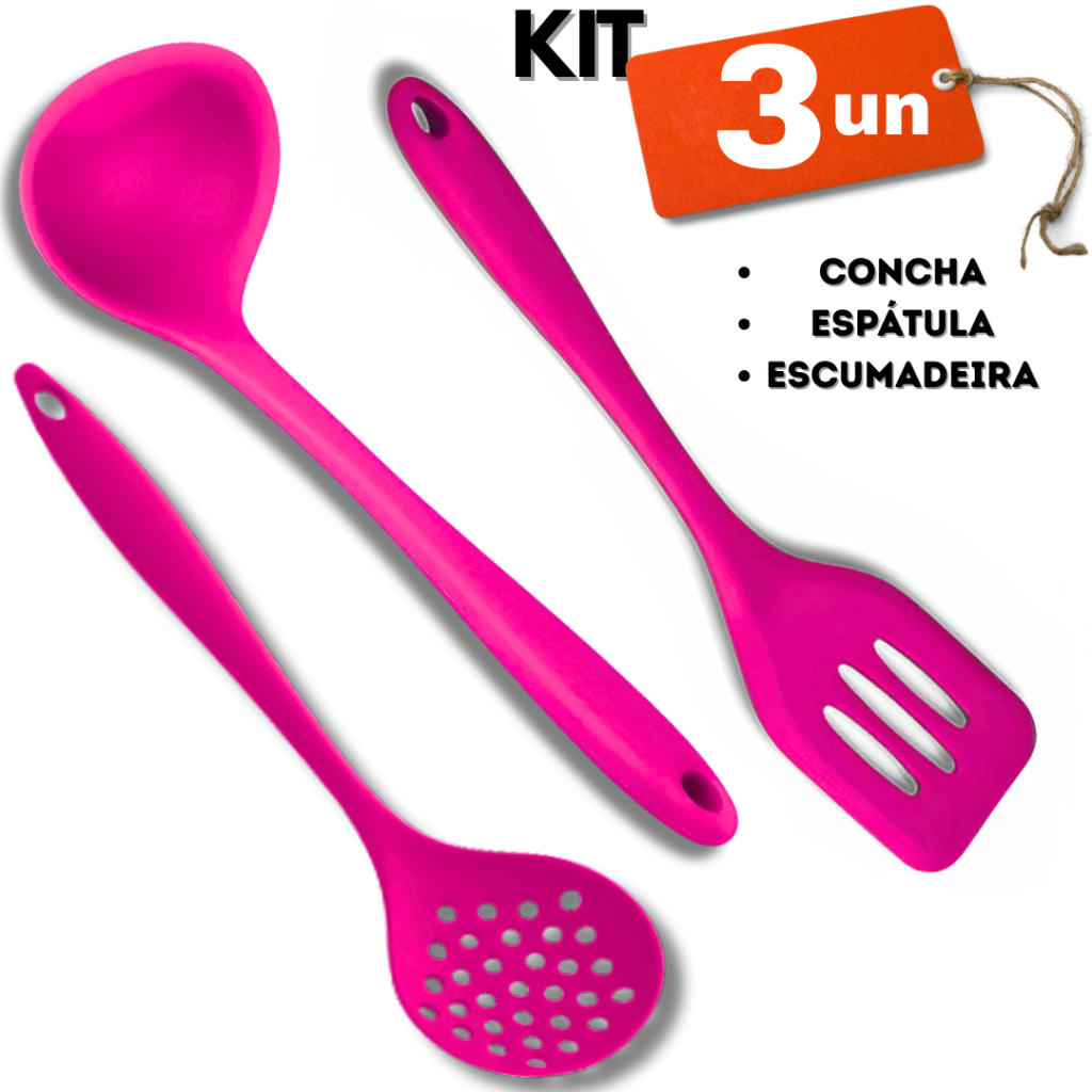 Kit de Utensílios de Cozinha de Silicone – 3 peças Jogo Completo para Cozinha