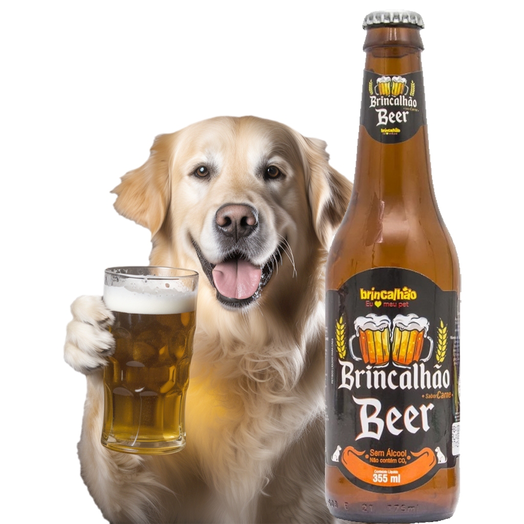 Petisco Líquido para Cães Sabor Carne sem Álcool Brincalhão Beer