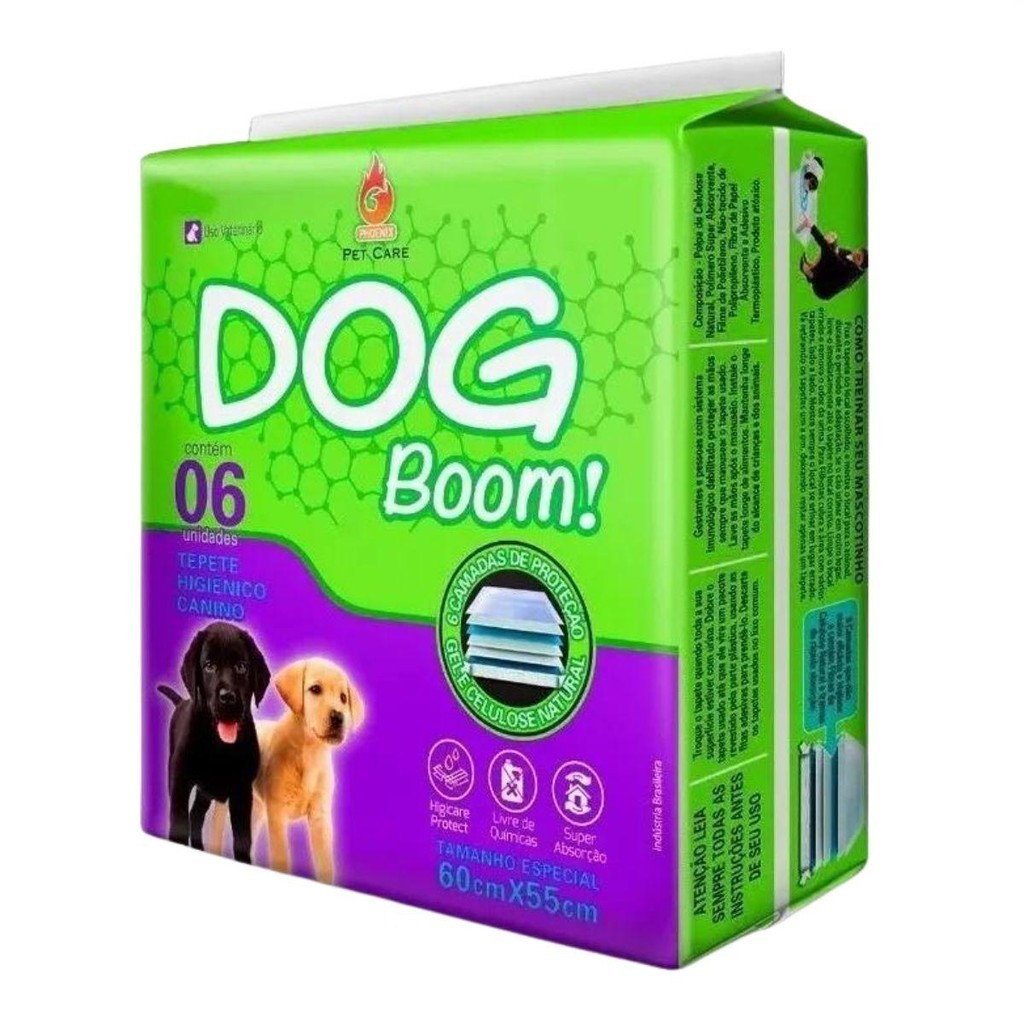 TAPETE HIGIÊNICO CANINO PHOENIX DOG BOOM C/6 UNI TAM:60CM X 55CM