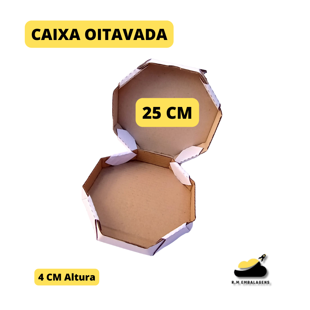 50 Caixas oitavada transporte 25cm branca para Salgados, doces, kit festa