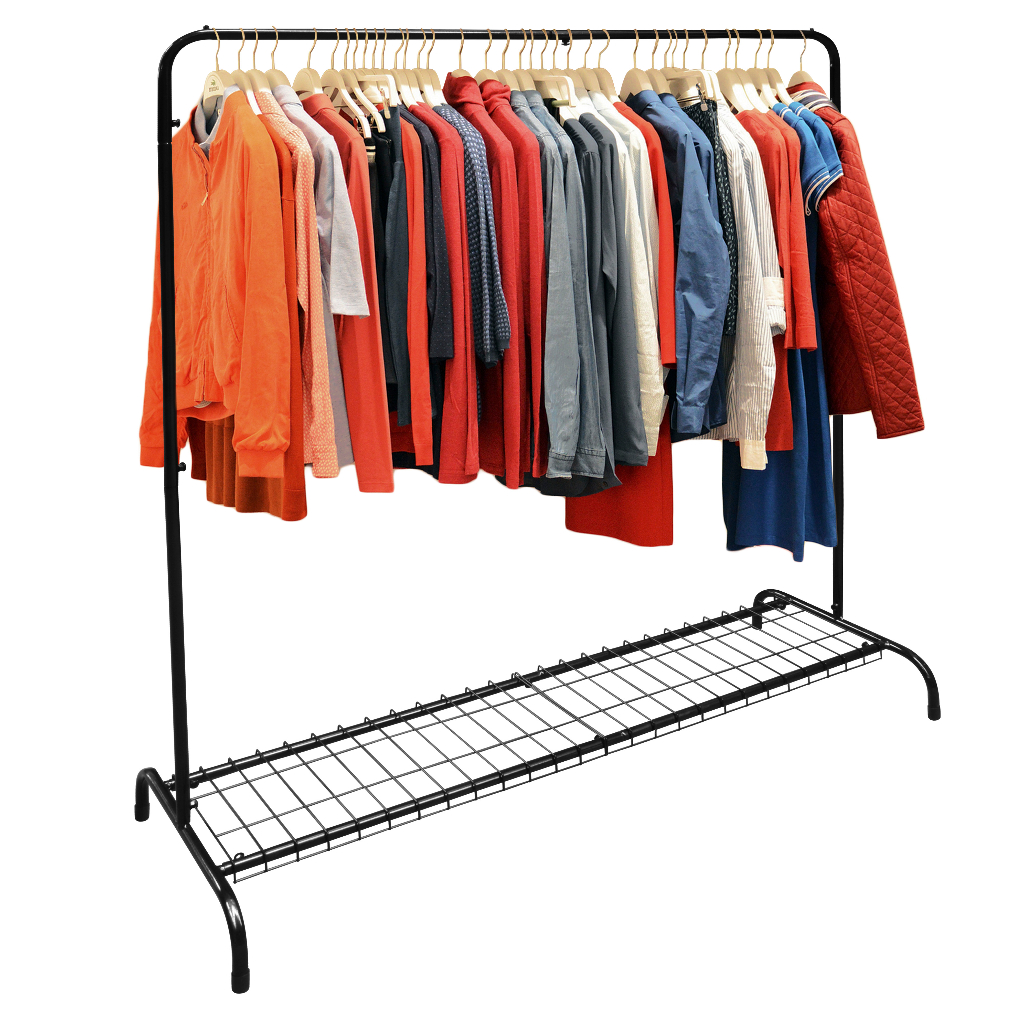 Arara Roupas Cabideiro E Sapateira Grande Closet Preta Moderno Loja Casa Expositor Aço inoxidável