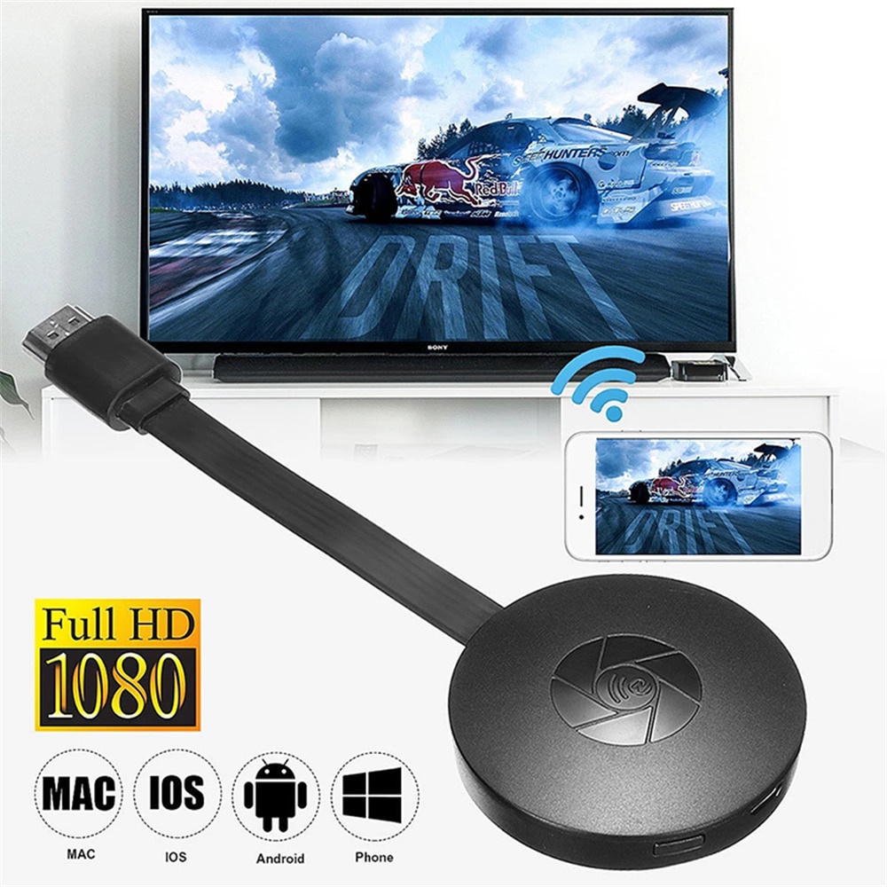 Chromecast 1080P G2 TV Streaming Miracast Airplay Sem Fio MiraScreen Wifi Display Anycast HDMI Dongl
