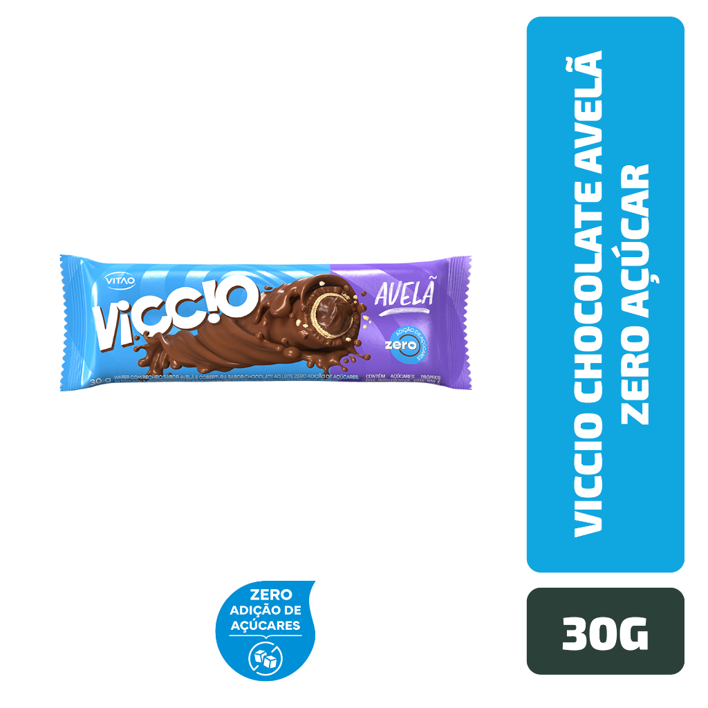 Rolinho Chocolate Avelã Zero Açúcar Viccio 30 g
