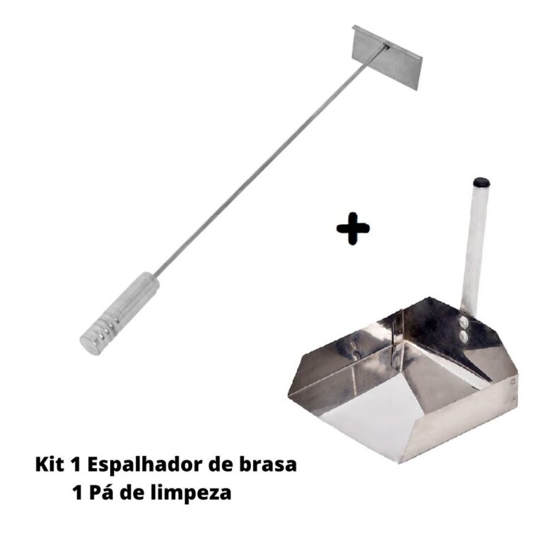Kit Espalhador De Brasa Inox + Pá de Limpeza de C