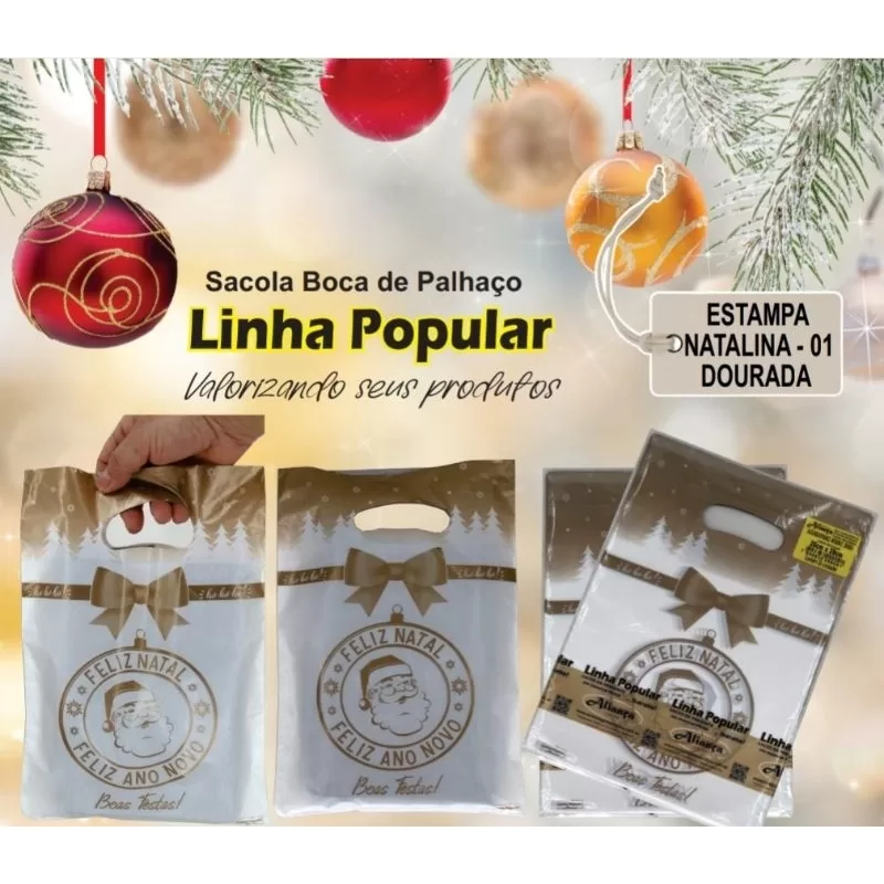 50 sacolas boca vasada 30×40 de natal