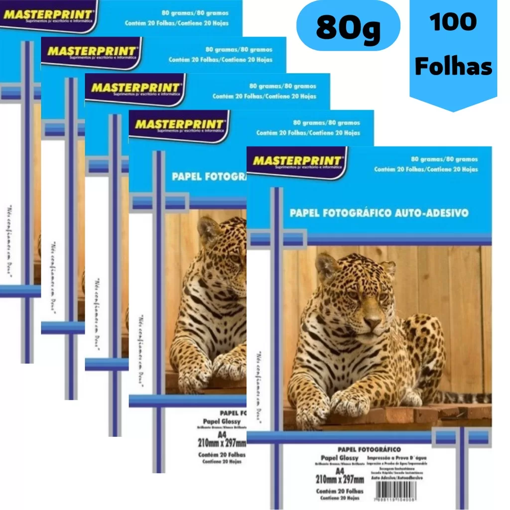 Papel Fotográfico Adesivo 80g A4 Glossy Brilhante100 Fls Masterprint