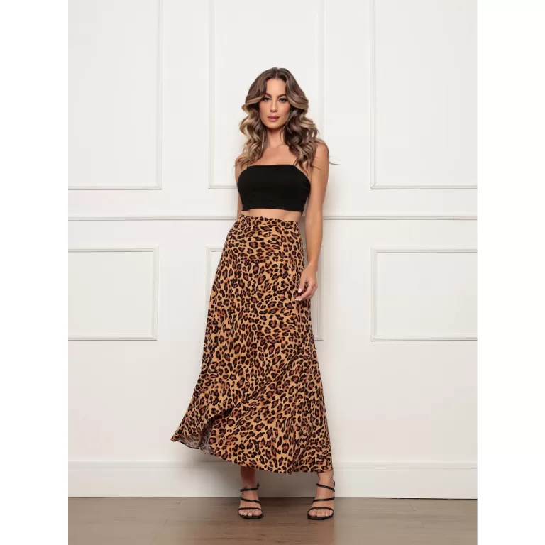 Saia Feminina Envelope com Babado Trançado Moda B