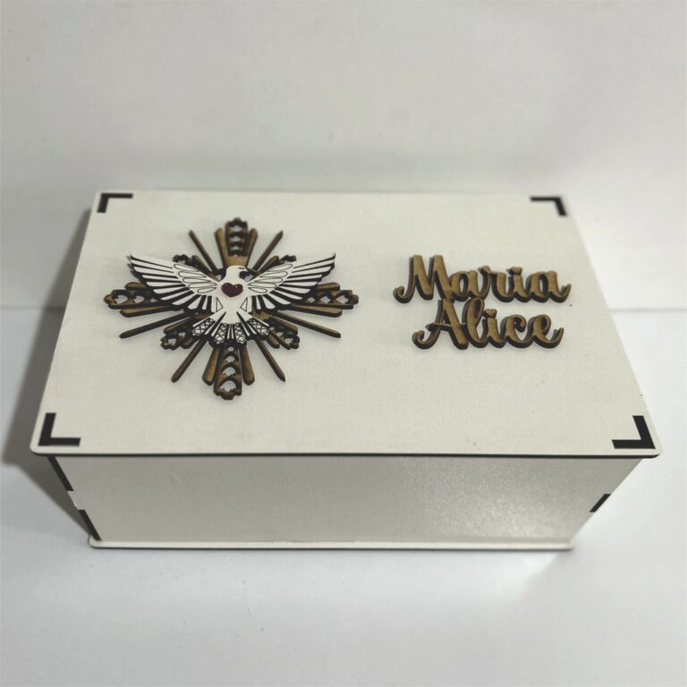 Caixa Batizado Personalizada 16x24x10cm p/ 2 Canec