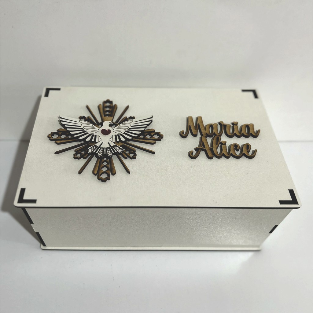 Caixa Batizado Personalizada 16x24x10cm p/ 2 Canecas – Batismo, Padrinhos, Batizado, Lembrancinha
