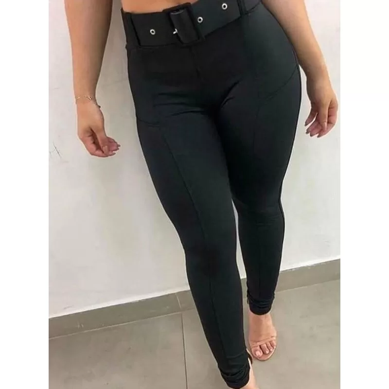 Calça social Skinny Modelo Bengaline Wolfox Confortável Feminina  com cinto encapado