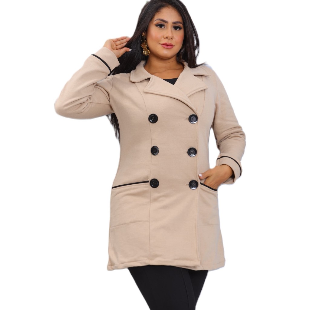 CASACO SOBRETUDO DE MOLETON FEMENINO PARA FRIO CON BOTONES