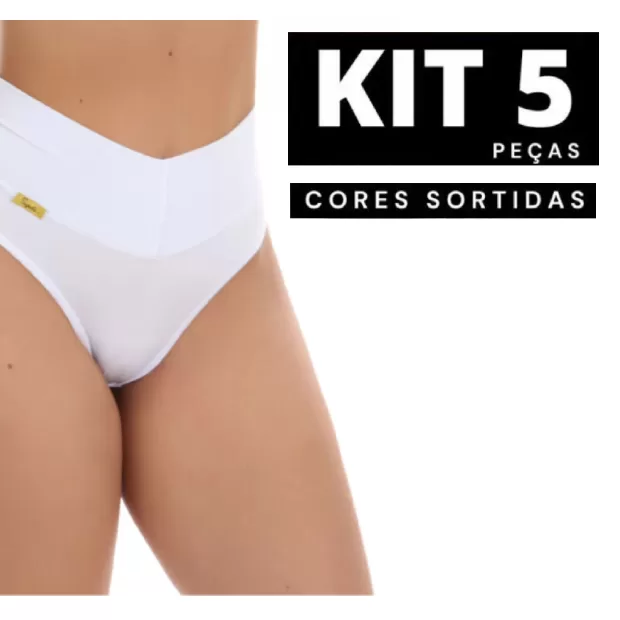 Kit 5/4/3/2/1 Calcinha Modeladora Cintura Alta Có