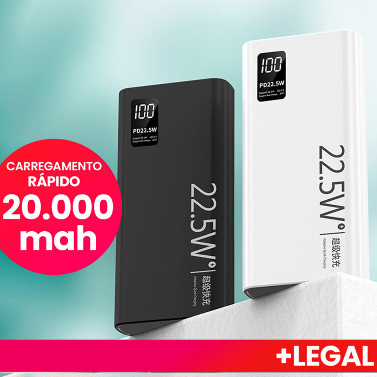 Carregador Portátil Turbo Power Bank 20000mah Com