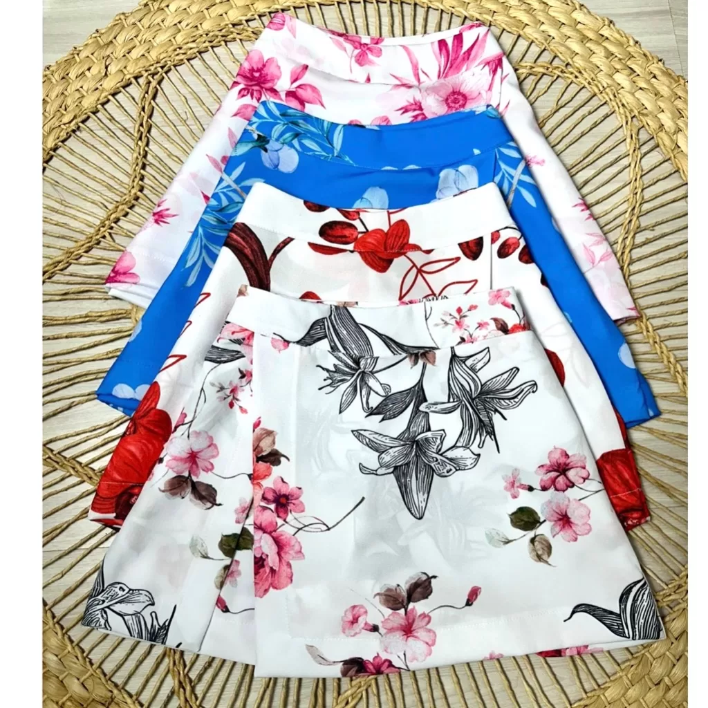 Short saia alfaiataria floral estampado