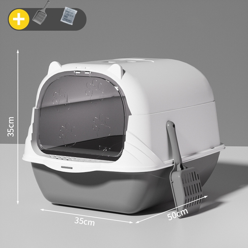 MIW Kit Caixa de Areia Banheira Furba para Gatos Encantadora Alta Gigante com Comedouro e Pá higiêni
