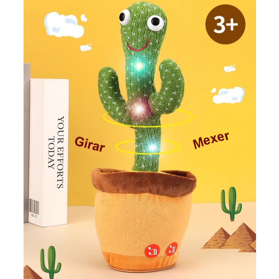 Cacto dançante falante interativo com som Musicas Repete Falas presente dia das crianças Presentes d