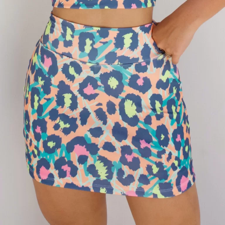 Short Saia Feminino Cintura Alta Suplex Esportivo 