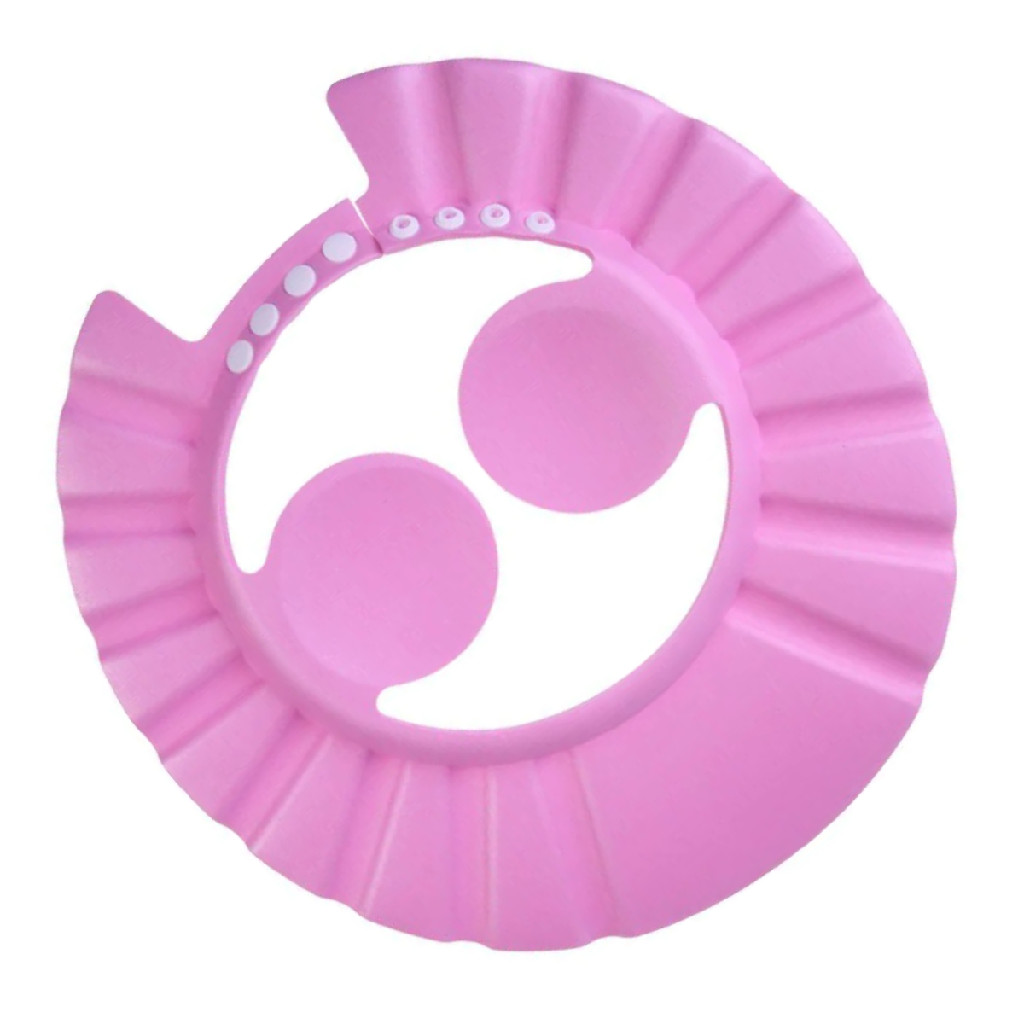 Touca Banho Rosa Bebe Infantil Protetora Olhos Ouvidos Ajustavel Facil Usar Anti Shampoo
